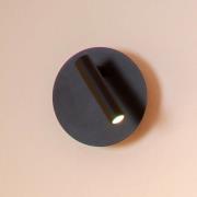 Oppladbar LED-veggspot Jolijn, svart, Ø 10,2 cm, magnet