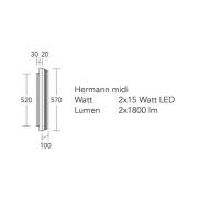 HerzBlut LED-vegglampe Hermann midi, oljet eik, dimbar