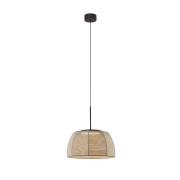 Bover LED-hengelampe Tanit, Ø 43 cm, svart/beige, stoff