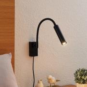 Lucande Anaella LED-vegglampe, svart, 47 cm