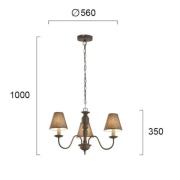 Lysekrone Fatima, grå, 3 lyskilder