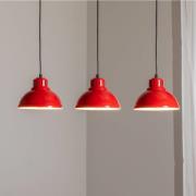 Sven hengelampe, 3 lyskilder, rød, stål, E27