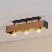 Miluza taklampe, svart/brun, lengde 57 cm, tre, 3 lyskilder.