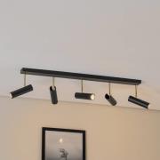 Axion taklampe, 5 lyskilder, svart/gull, lang, stål