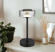 Belinda LED-bordlampe, røykgrå, høyde 33 cm, metall