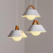 Hengelampe Funda, brun/hvit, Ø 64 cm, stål/tre, 3 lyskilder, 100 W, 10...