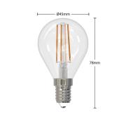 LED-filamentpære E14 4W 2 700 K dråper dimbar 2stk