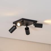 Downlight Sado, svart, stål, justerbar, 4 lyskilder