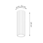 Taklampe i karbon, hvit, høyde 20 cm, aluminium
