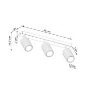 Downlight carbon, svart, lengde 45 cm, aluminium, 3 lyskilder.