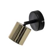 Veggspot Demia, svart/messingfarget, 10 cm bred, GU10