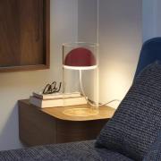 Oluce LED-bordlampe Medusa, rød, glass, høyde 30 cm