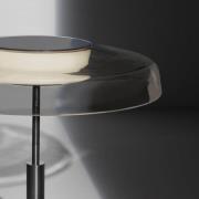 Oluce LED-gulvlampe Dora, nikkel/røykgrå, metall, PMMA