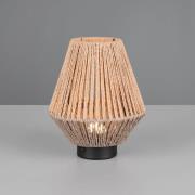 LED-bordlampe Lira, brun, papirgarn, høyde 22 cm