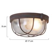 Taklampe Lisanne, brun, Ø 17 cm, metall, glass, E27