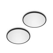 Philips LED SuperSlim 2-pak svart IP44 Ø 30 cm 2700 K