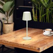 LED-bordlampe Roxi, mintgrønn, metall, IP54, dimbar