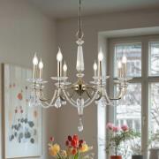 Lysekrone Adone, rund, 8 lyskilder, messing, krystallglass