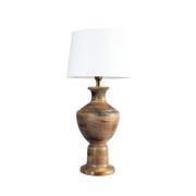 Bordlampe Alma, hvit/brun, høyde 69 cm, tre/stoff