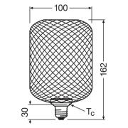 OSRAM Decor LED Flat Square E27 3,5W svart 2 700K metall