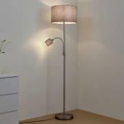 Lindby gulvlampe Jaileen, grå, tekstil, 170 cm, leselampe