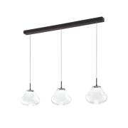 LED-pendellampe Deva, 3 lyskilder, 115 cm, klar, CCT, dimbar