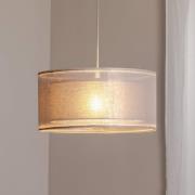 Duo Den Light hengelampe, sølvgrå, Ø 50 cm, lin, PVC