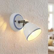 Lindby spotlight Eneas, høyde 16 cm, hvit, 1 lyskilde, keramikk