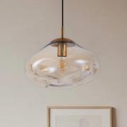 Lindby hengelampe Lelia, rav, glass, Ø 35 cm