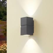 Mørkegrå LED utendørs vegglampe Gabriela, 2-lys.