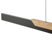 LED-hengelampe Arcus, svart/brun Lengde 121 cm Metall/tre