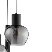 Hengelampe Ligari, svart/røykgrå, Ø 68 cm, metall/glass