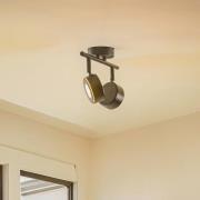 Lindby spotlight Jyla, svart, 4000 K, 2-lys, GX53