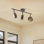 Lindby spotlight Jyla, svart, 2700 K, 3-lys, GX53