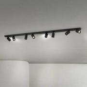 Downlight Sean, svart, 8 lyskilder, stål, aluminium, GU10