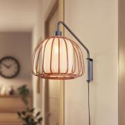 Lindby vegglampe Davella, Ø 26 cm, svart, bambus, tekstil