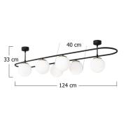 Taklampe Abaküs 4911, svart, opalglass, 6 lyskilder