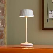 LED-bordlampe med batteri Facetta, hvit, 22 cm, metall, CCT IP44