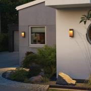 Utendørs LED-vegglampe Rho, rustfarget, høyde 28 cm, metall, IP54