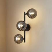 Lindby vegglampe Orbelia, svart, 3 lyskilder, glass, G9