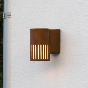 Utendørs vegglampe Pistoia, rustfarget, høyde 17 cm, metall, IP54