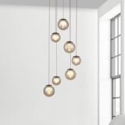 PURE LED-hengelampe Popup, bronse/rav Ø 40 cm, 7 lyskilder