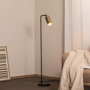 Gulvlampe Emek 4081, svart, skjerm i antikt gull