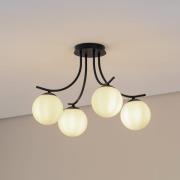 Taklampe Boston, svart/opal, 4 lyskilder