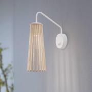Vegglampe Dover, hvit/lys tre, 1 lyskilde