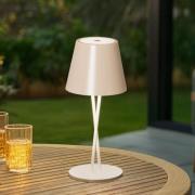 Lindby LED oppladbar bordlampe Janea, CROSS, beige, metall