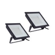 Prios utendørs LED-spot Maikel, 100 W, metall, sett med 2 stk