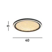 LED-taklampe Luna, Ø 40 cm, svart/gullfarget, metall