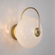 LED-vegglampe Confetti, gullfarget/hvit, bredde 25 cm, glass