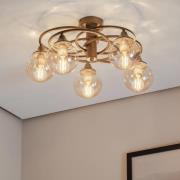 Binah taklampe rav/antikk gull 5 lyskilder Ø 60 cm glass/metall